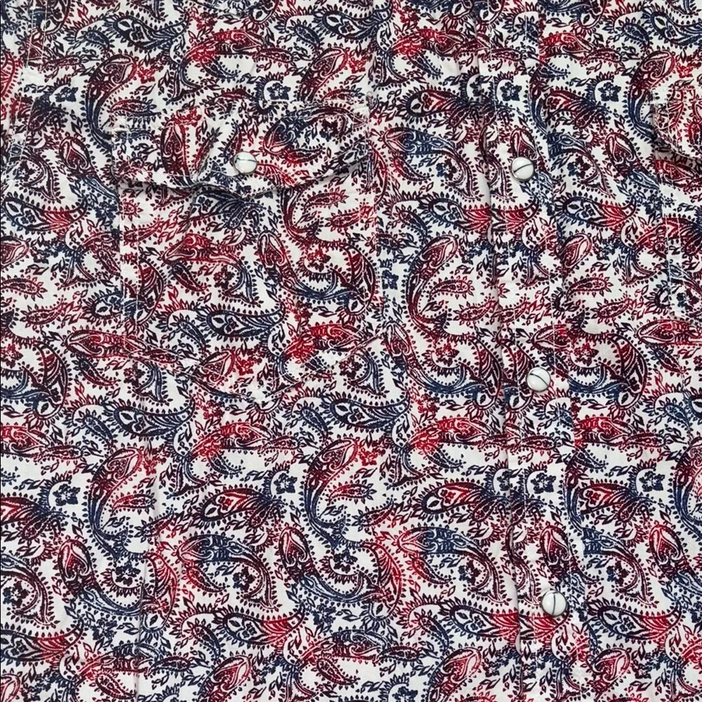 Paisley Red and Blue Cody James Men's Short Sleeve Button Up Shirt - Picture 3 of 5